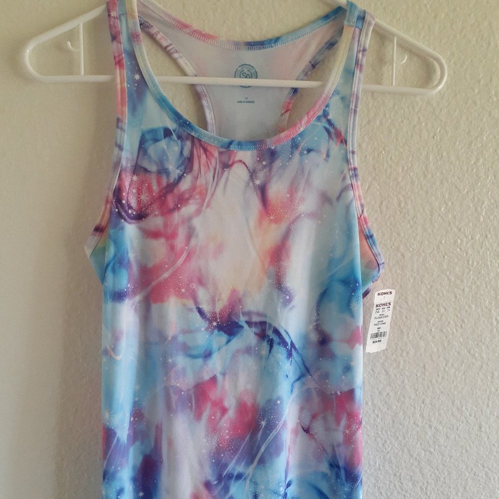 Girls Tank Top - Colorful Galaxy Design - Size 14 (M)